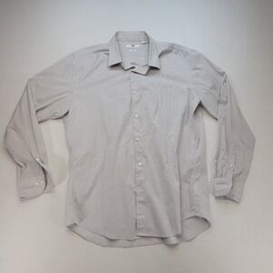 Uniqlo Super Non-Iron Jersey Slim Shirt Mens XL Gray Geometric Casual Business